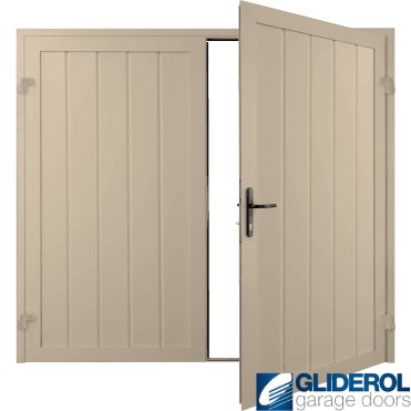 IVORY (RAL1015) Premium Vertical Medium Rib (non-insulated) Side Hinged Garage Door