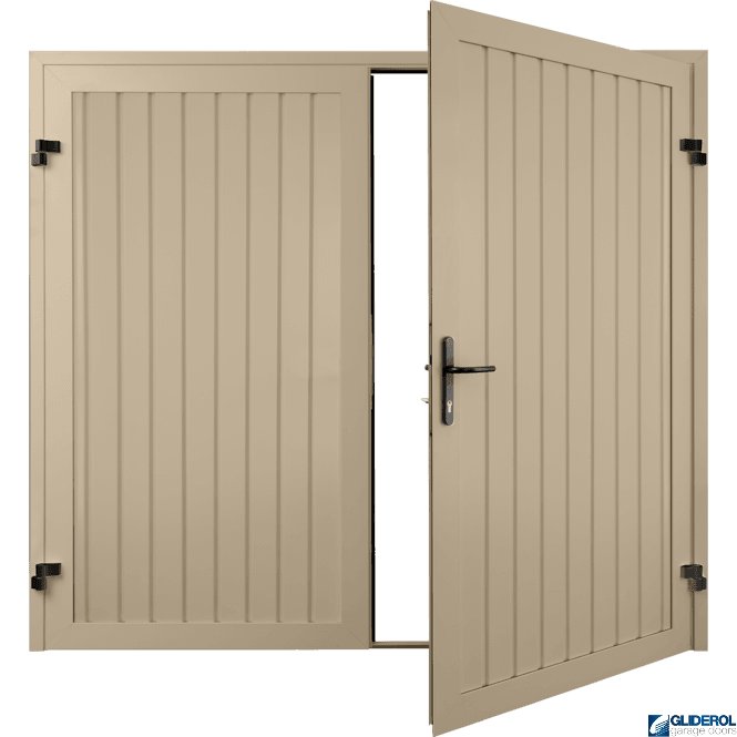 Gliderol IVORY (RAL1015) Premium Vertical Standard Rib (non-insulated) Side Hinged Garage Door