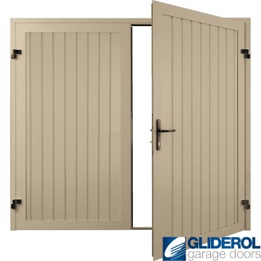 IVORY (RAL1015) Premium Vertical Standard Rib (non-insulated) Side Hinged Garage Door