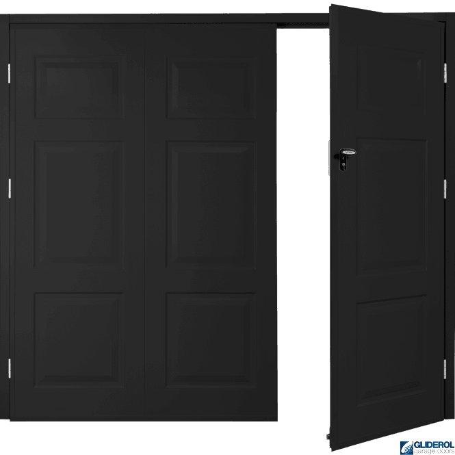 Gliderol JET BLACK (RAL9005) Budget Hollington Side Hinged Garage Door