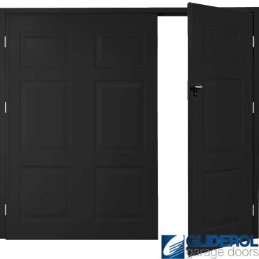 JET BLACK (RAL9005) Budget Hollington Side Hinged Garage Door