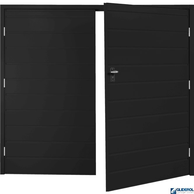 Gliderol JET BLACK (RAL9005) Budget Horizontal Medium Rib Side Hinged Garage Door