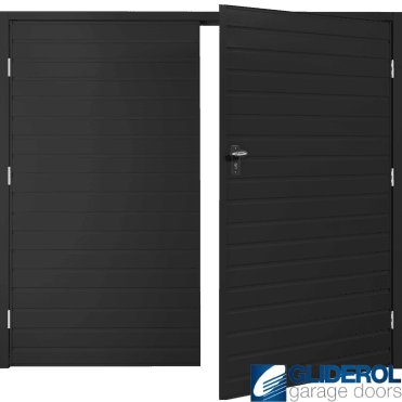 JET BLACK (RAL9005) Budget Horizontal Standard Rib Side Hinged Garage Door