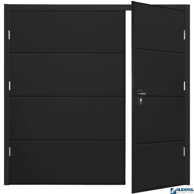 Gliderol JET BLACK (RAL9005) Budget Horizontal Wide Rib Side Hinged Garage Door