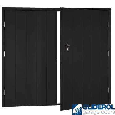 JET BLACK (RAL9005) Budget Vertical Medium Rib Side Hinged Garage Door