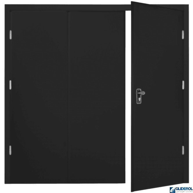 Gliderol JET BLACK (RAL9005) Budget Vertical Wide Rib Side Hinged Garage Door