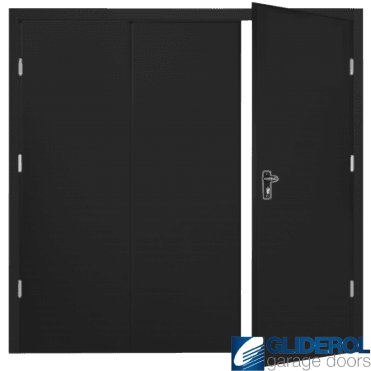 JET BLACK (RAL9005) Budget Vertical Wide Rib Side Hinged Garage Door