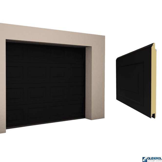 Gliderol JET BLACK (RAL9005) Georgian woodgrain Sectional Garage Door