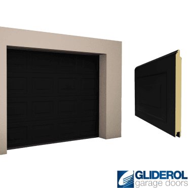 JET BLACK (RAL9005) Georgian woodgrain Sectional Garage Door