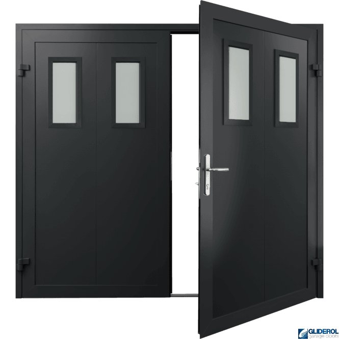 Gliderol JET-BLACK (RAL9005) Insulated Bradford Side Hinged Garage Door