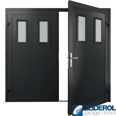JET-BLACK (RAL9005) Insulated Bradford Side Hinged Garage Door