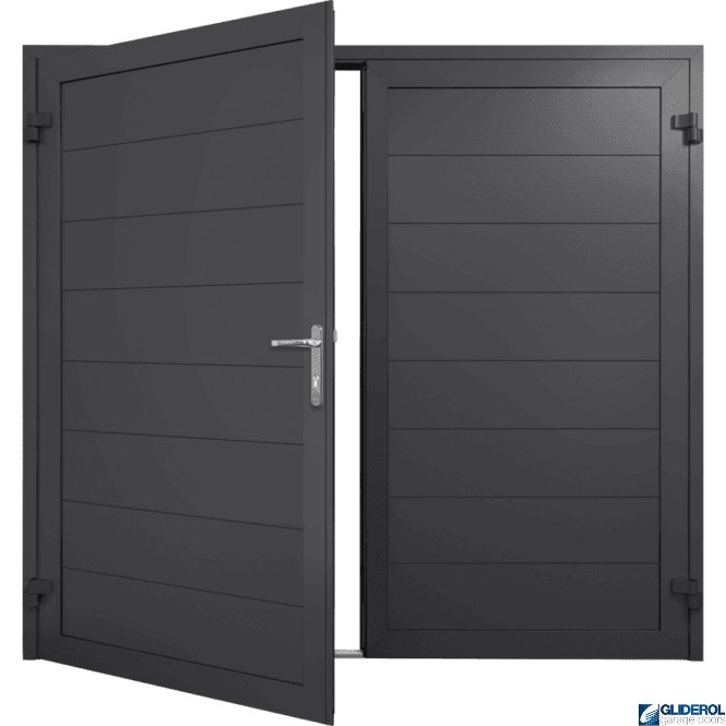 Gliderol JET-BLACK (RAL9005) Insulated Horizontal Medium Rib Side Hinged Garage Door