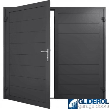 JET-BLACK (RAL9005) Insulated Horizontal Medium Rib Side Hinged Garage Door