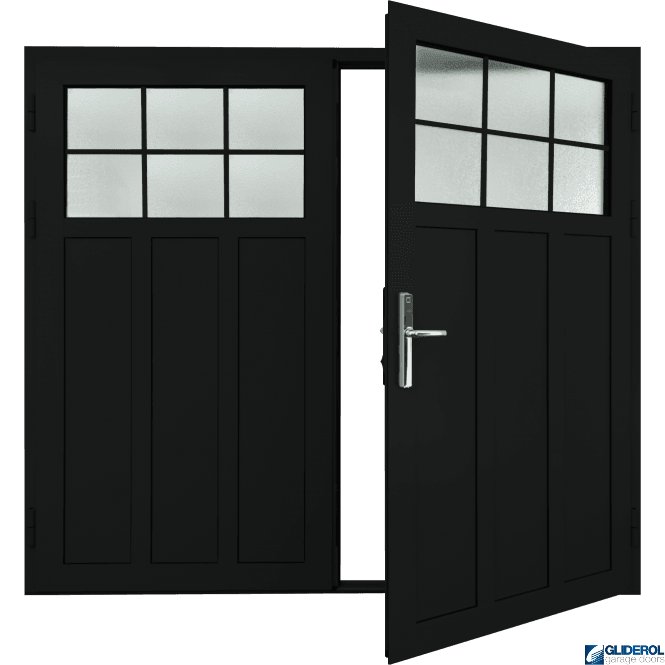 Gliderol JET-BLACK (RAL9005) Insulated Kingsbury Side Hinged Garage Door