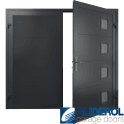 JET-BLACK (RAL9005) Insulated Porthole Side Hinged Garage Door
