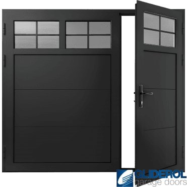JET-BLACK (RAL9005) Insulated Traditional Horizontal Wide Rib Side Hinged Garage Door (1/3)