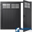 JET-BLACK (RAL9005) Insulated Traditional Vertical Medium Rib Side Hinged Garage Door (1/3)