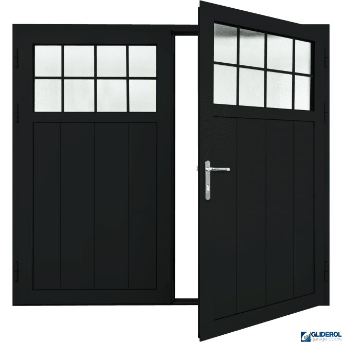 Gliderol JET-BLACK (RAL9005) Insulated Traditional Vertical Medium Rib Side Hinged Garage Door