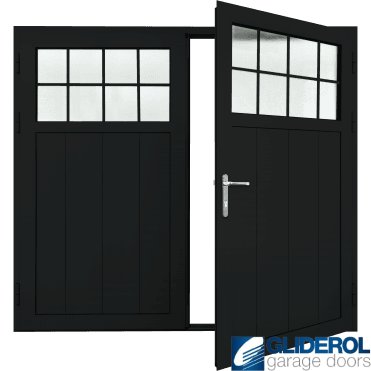 JET-BLACK (RAL9005) Insulated Traditional Vertical Medium Rib Side Hinged Garage Door