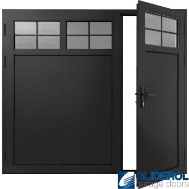 JET-BLACK (RAL9005) Insulated Traditional Vertical Wide Rib Side Hinged Garage Door (1/3)