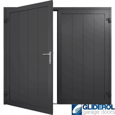 JET-BLACK (RAL9005) Insulated Vertical Medium Rib Side Hinged Garage Door