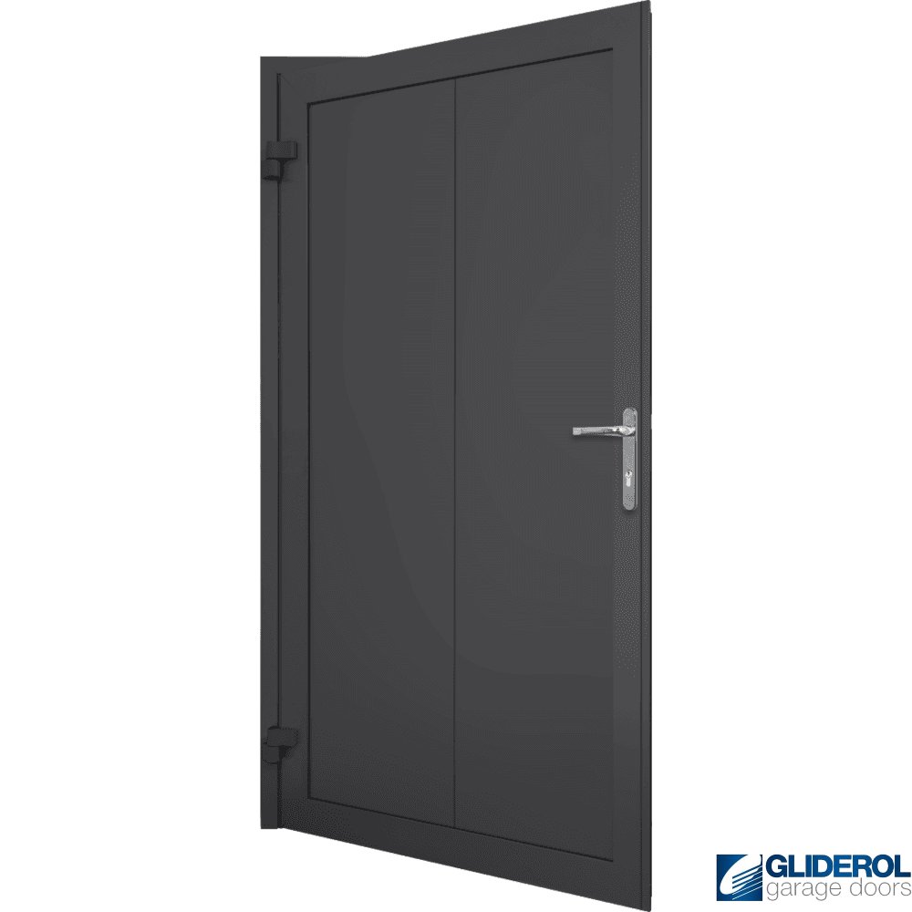 Gliderol JET BLACK (RAL9005) Insulated Vertical Wide Rib Personnel Door ...