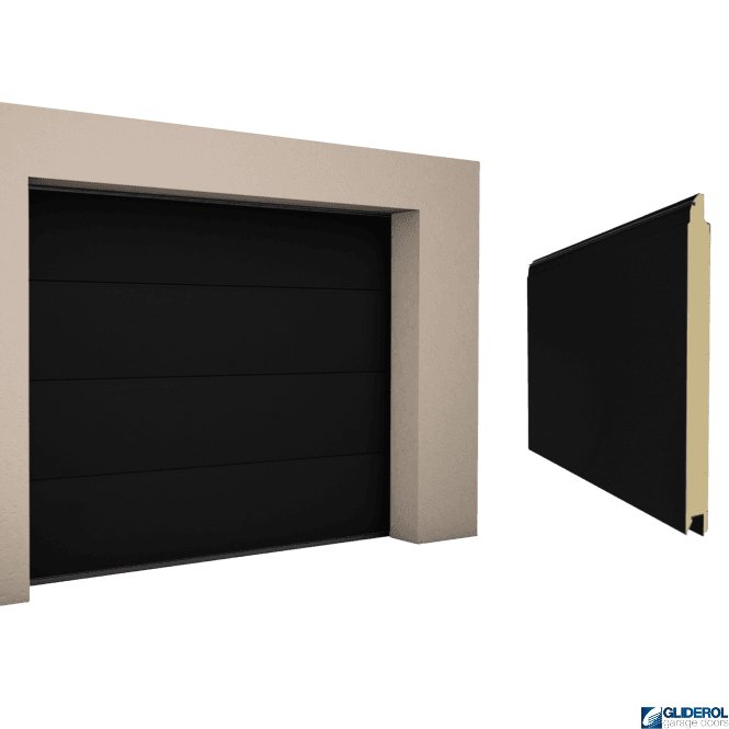 Gliderol JET BLACK (RAL9005) L-Rib smooth Sectional Garage Door