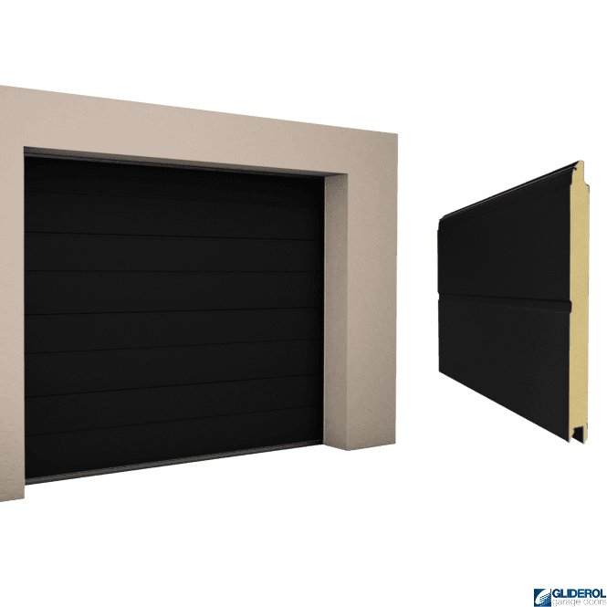 Gliderol JET BLACK (RAL9005) M-Rib woodgrain Sectional Garage Door