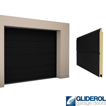 JET BLACK (RAL9005) M-Rib woodgrain Sectional Garage Door