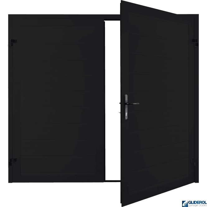 Gliderol JET BLACK (RAL9005) Premium Horizontal Medium Rib (non-insulated) Side Hinged Garage Door