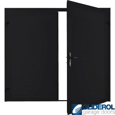 JET BLACK (RAL9005) Premium Horizontal Medium Rib (non-insulated) Side Hinged Garage Door
