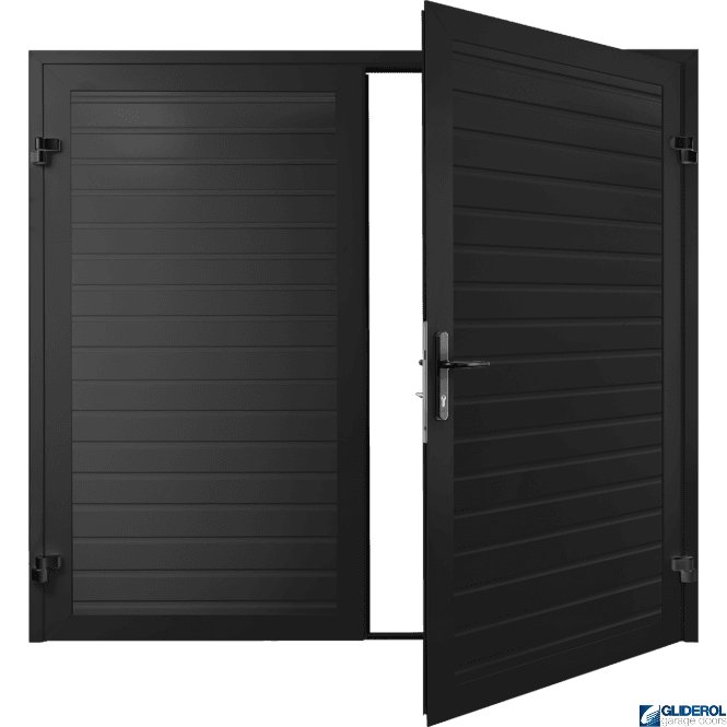 Gliderol JET BLACK (RAL9005) Premium Horizontal Standard Rib (non-insulated) Side Hinged Garage Door