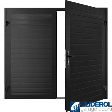 JET BLACK (RAL9005) Premium Horizontal Standard Rib (non-insulated) Side Hinged Garage Door