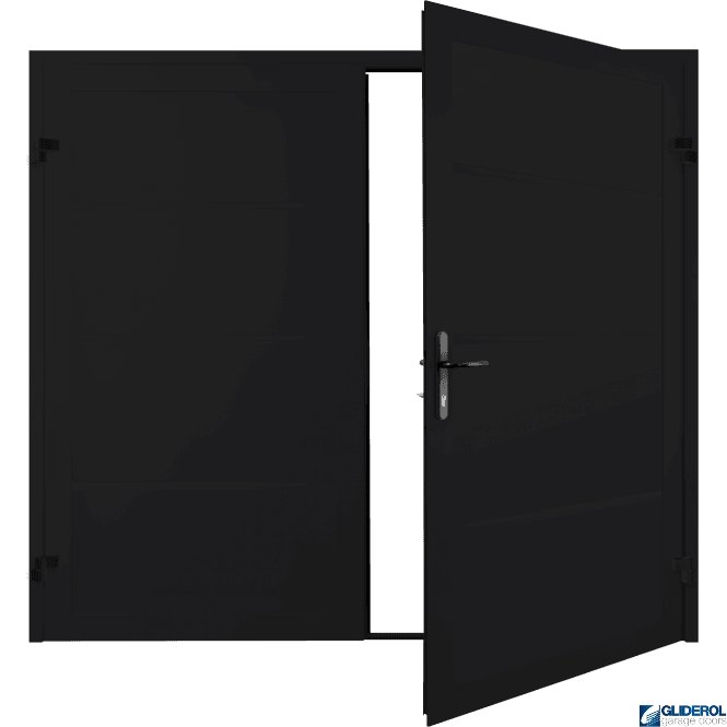 Gliderol JET BLACK (RAL9005) Premium Horizontal Wide Rib (non-insulated) Side Hinged Garage Door
