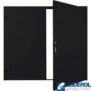 JET BLACK (RAL9005) Premium Horizontal Wide Rib (non-insulated) Side Hinged Garage Door