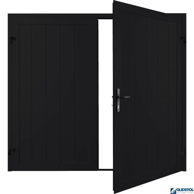 Gliderol JET BLACK (RAL9005) Premium Vertical Medium Rib (non-insulated) Side Hinged Garage Door