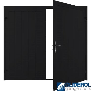 JET BLACK (RAL9005) Premium Vertical Medium Rib (non-insulated) Side Hinged Garage Door
