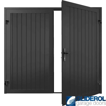 JET BLACK (RAL9005) Premium Vertical Standard Rib (non-insulated) Side Hinged Garage Door