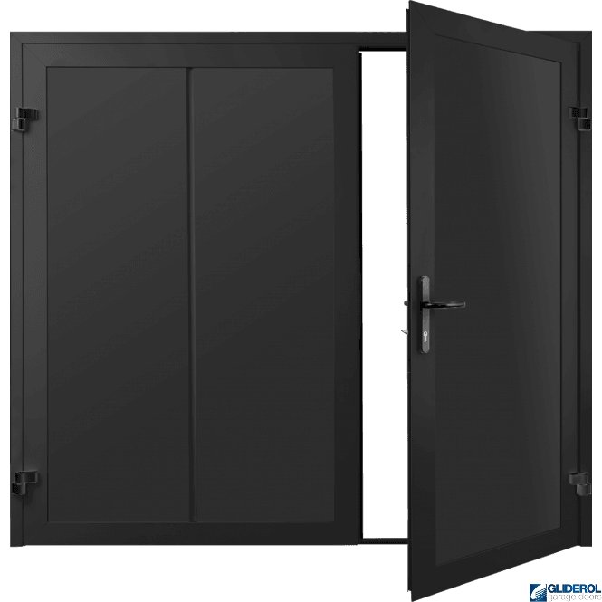 Gliderol JET BLACK (RAL9005) Premium Vertical Wide Rib (non-insulated) Side Hinged Garage Door