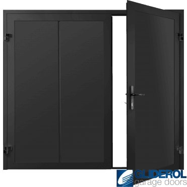 JET BLACK (RAL9005) Premium Vertical Wide Rib (non-insulated) Side Hinged Garage Door