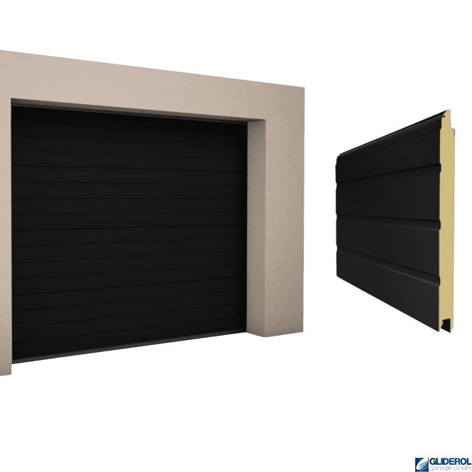 Gliderol JET BLACK (RAL9005) S-Rib woodgrain Sectional Garage Door
