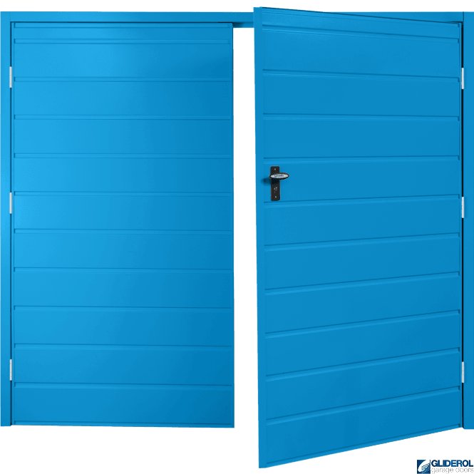 Gliderol LIGHT BLUE (RAL5012) Budget Horizontal Medium Rib Side Hinged Garage Door