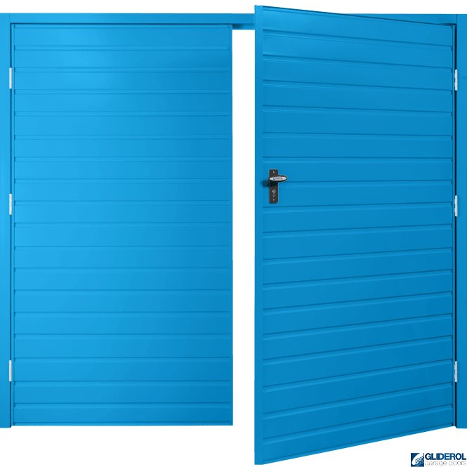Gliderol LIGHT BLUE (RAL5012) Budget Horizontal Standard Rib Side Hinged Garage Door
