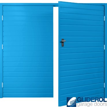 LIGHT BLUE (RAL5012) Budget Horizontal Standard Rib Side Hinged Garage Door