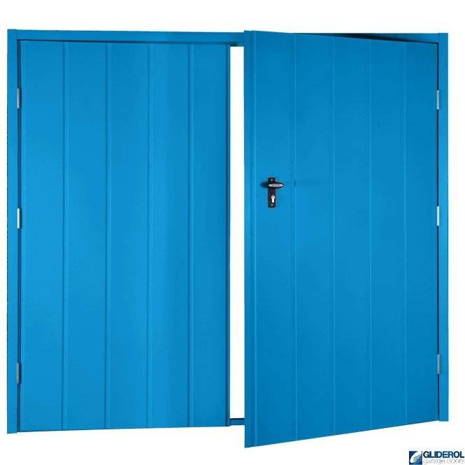 Gliderol LIGHT BLUE (RAL5012) Budget Vertical Medium Rib Side Hinged Garage Door