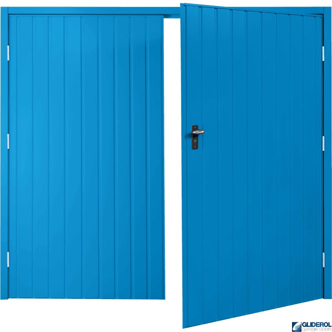 Gliderol LIGHT BLUE (RAL5012) Budget Vertical Standard Rib Side Hinged Garage Door