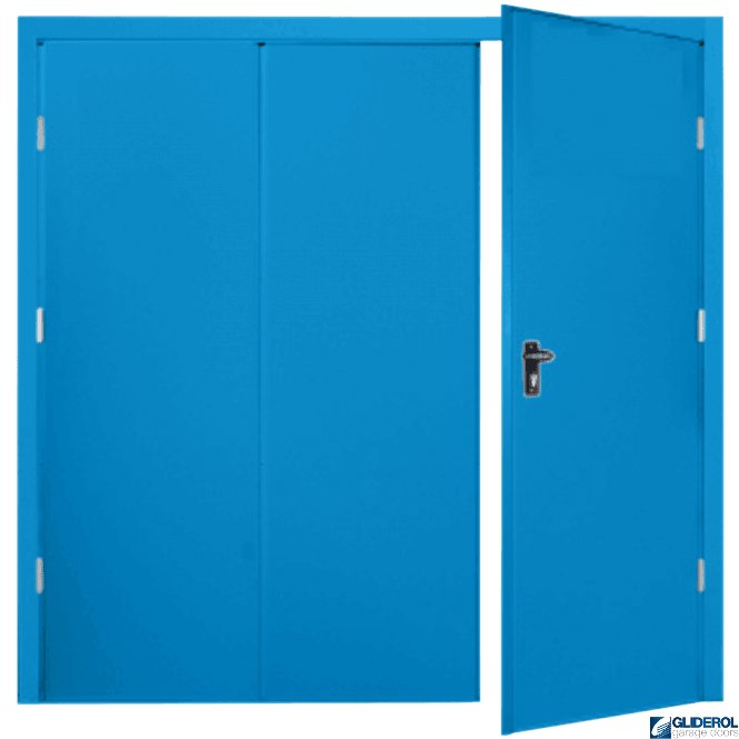 Gliderol LIGHT BLUE (RAL5012) Budget Vertical Wide Rib Side Hinged Garage Door