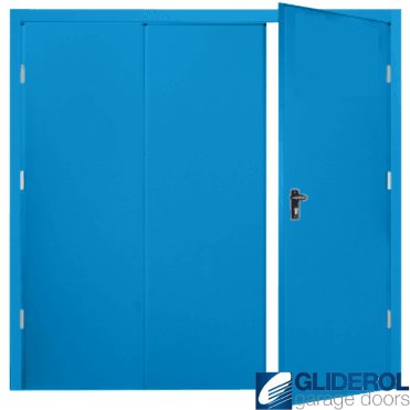 LIGHT BLUE (RAL5012) Budget Vertical Wide Rib Side Hinged Garage Door