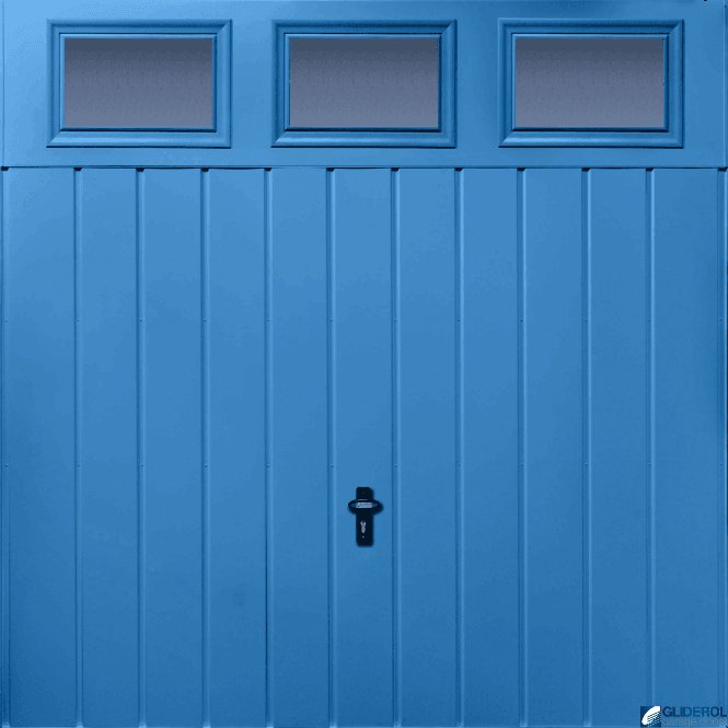 Gliderol LIGHT-BLUE (RAL5012) Chester Vertical Medium Rib with Windows