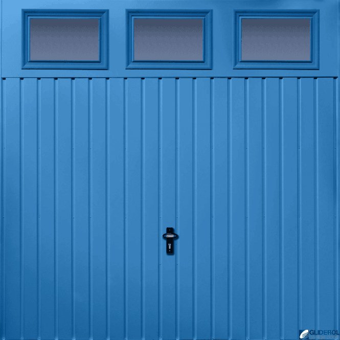 Gliderol LIGHT-BLUE (RAL5012) Chester Vertical Standard Rib with Windows